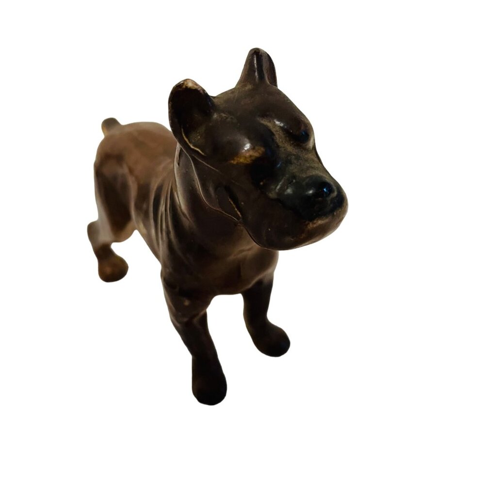 Vintage‎ Ceramic Boxer Dog Brown Figurine 4” Glaze